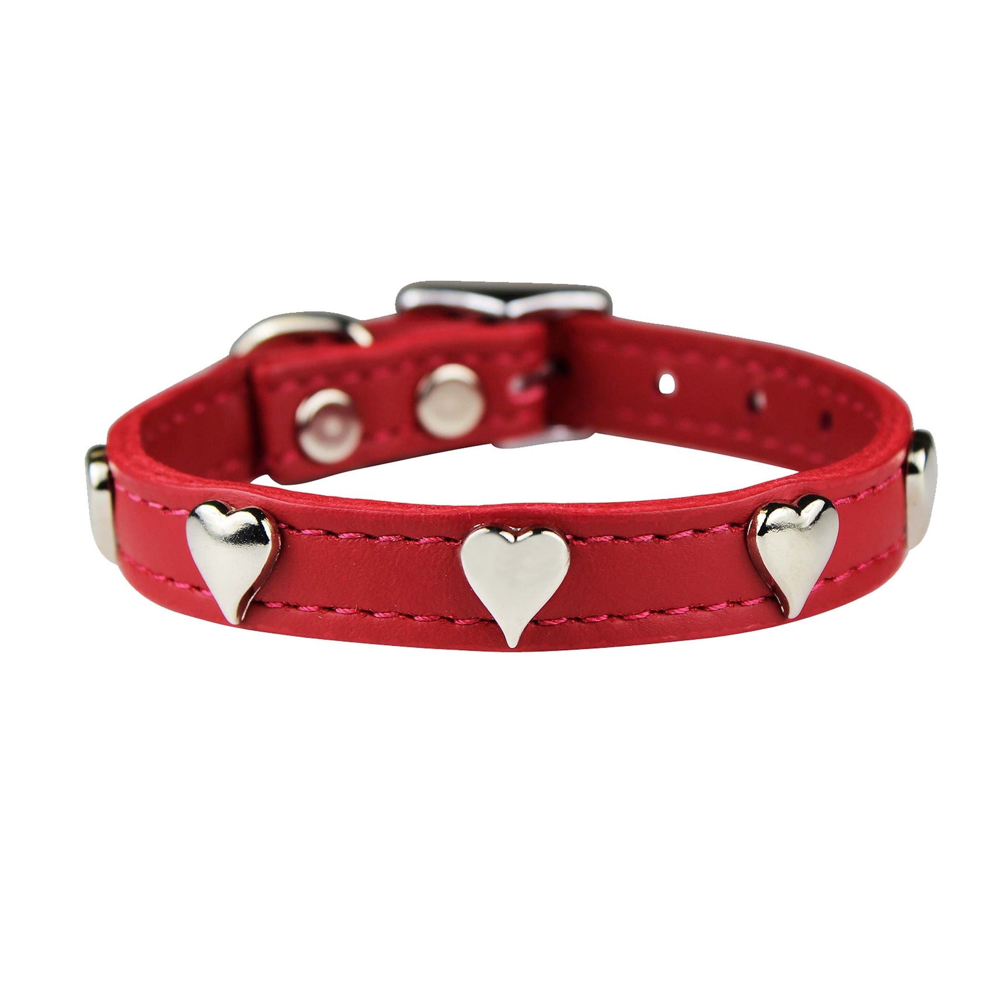 Red Dog Collar with Hearts